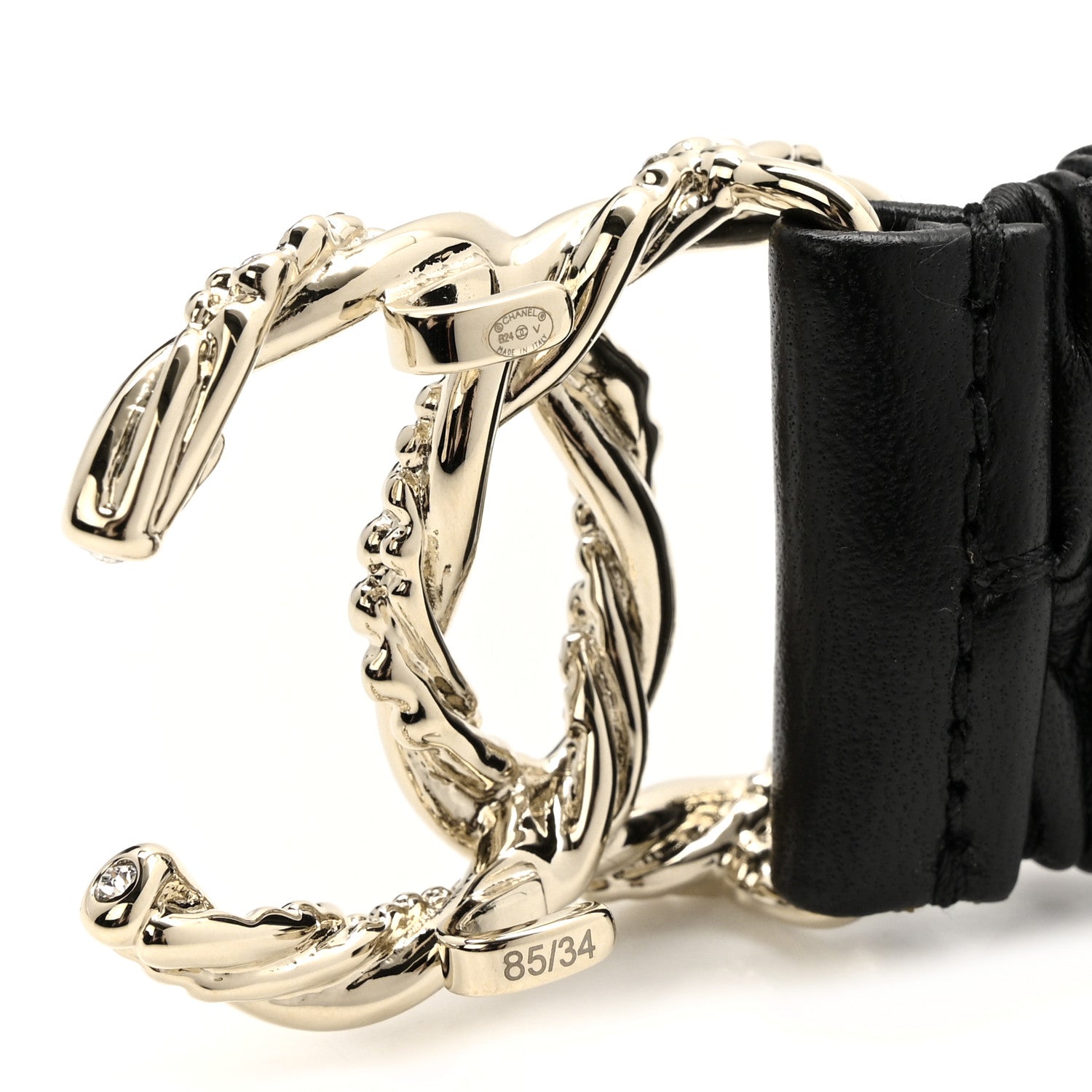 Lambskin Crystal CC Belt 85 34 Black