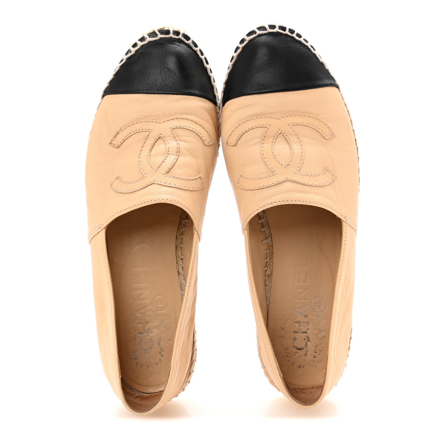 Lambskin CC Espadrilles 37 Beige Black
