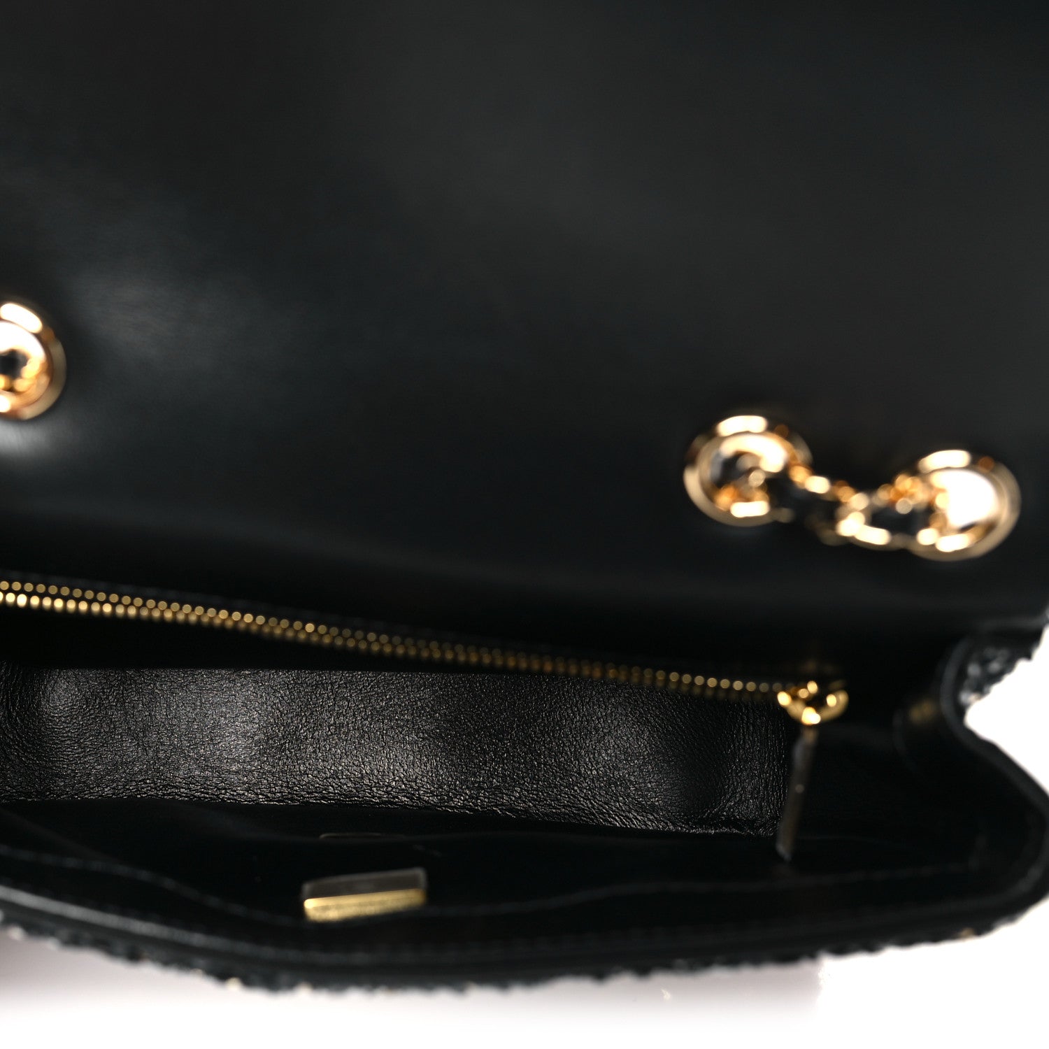 Chanel Tweed Sequin Small Single Flap Black Silvery Golden