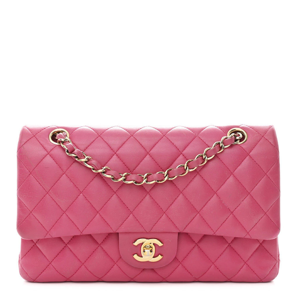 Chanel Lambskin Quilted Medium Double Flap Fuchsia