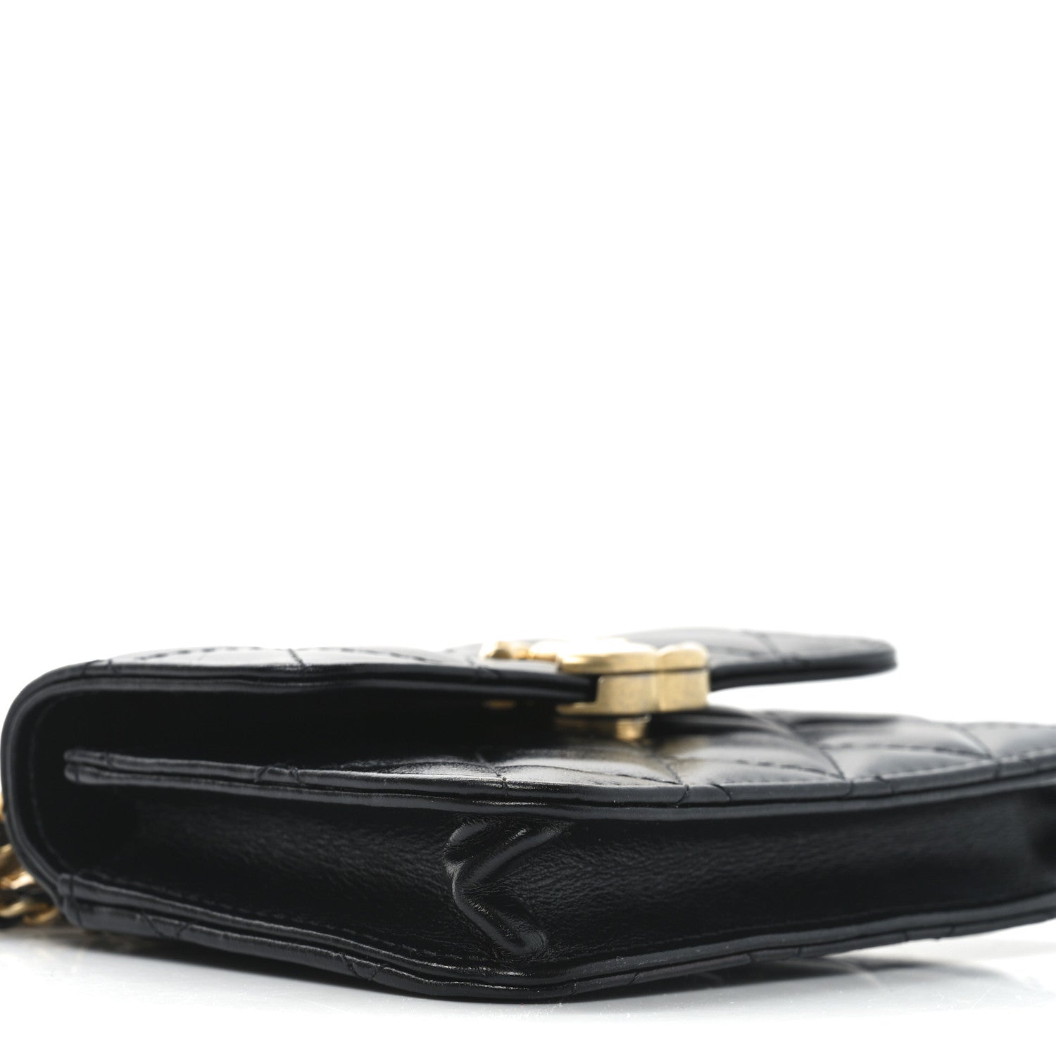 Chanel Calfskin Quilted Perfect Fit Coin Purse With Chain Black