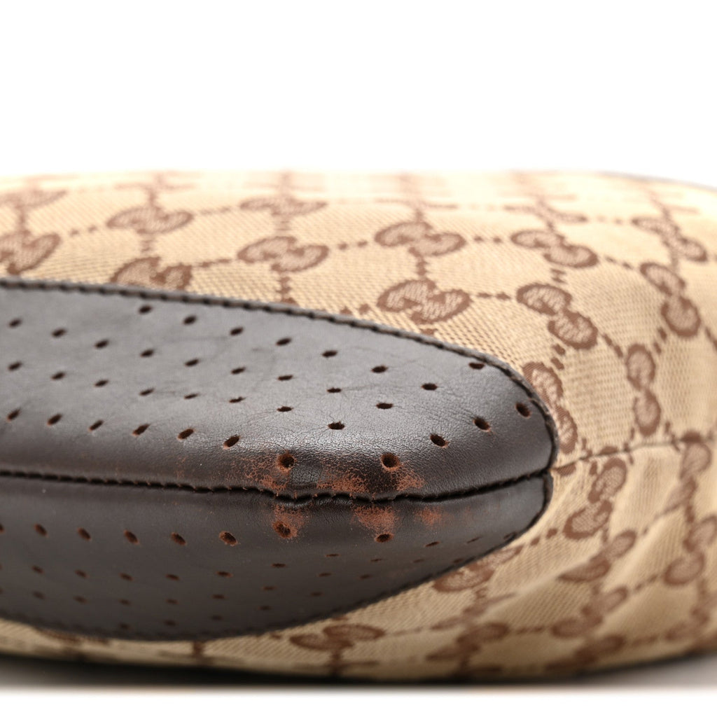 Gucci Monogram Calfskin Perforated Medium Flat Messenger Bag Dark Brown