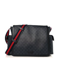 Gucci GG Supreme Monogram Web Messenger Diaper Bag Black Grey