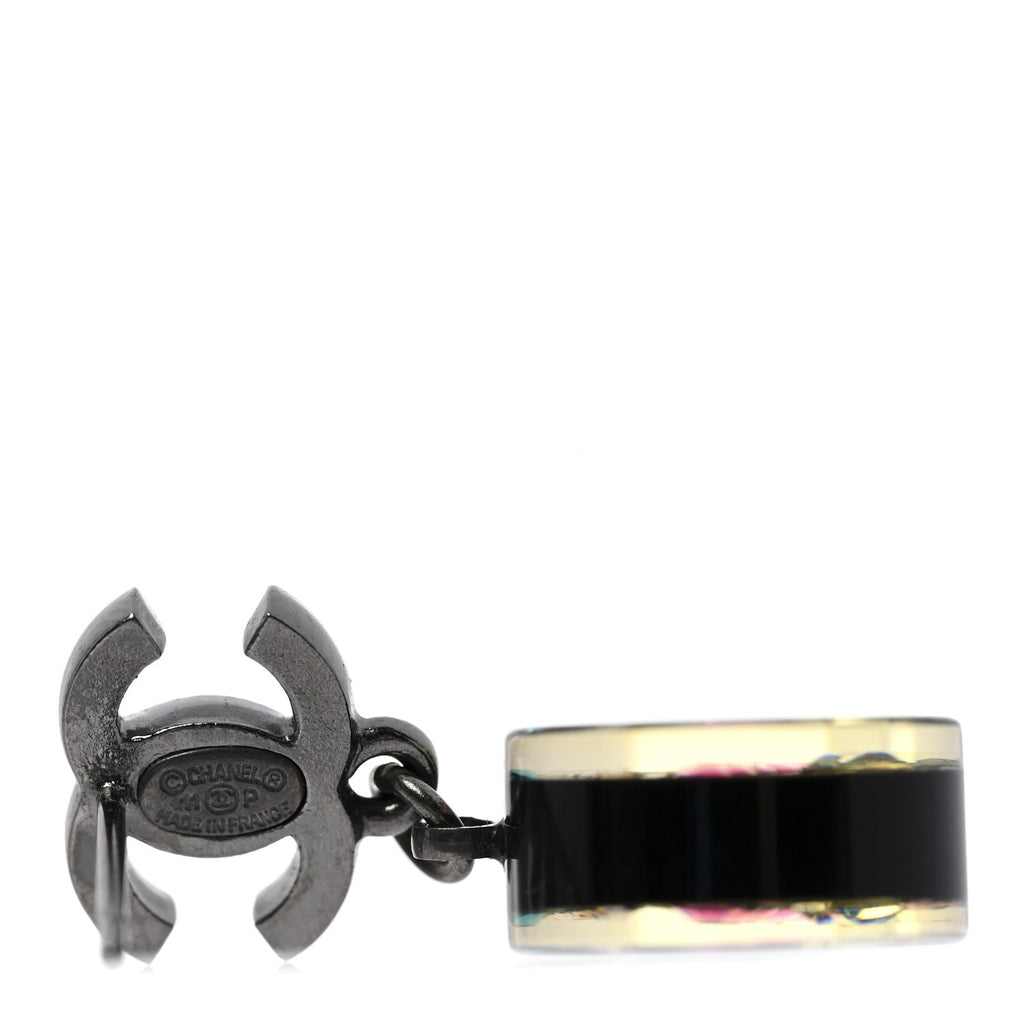 Resin Crystal CC Drop Earrings Black Multicolor