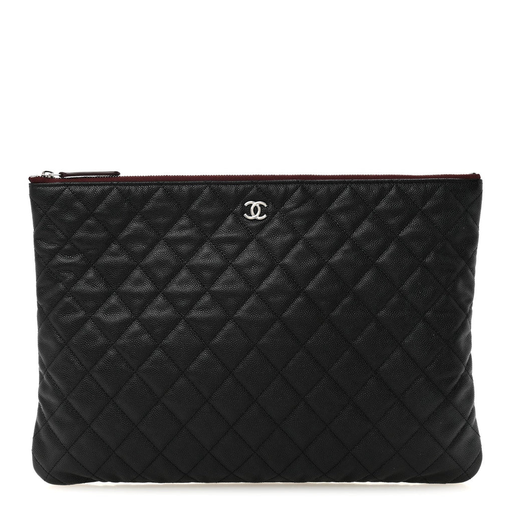 Caviar Quilted Large Cosmetic Case Black