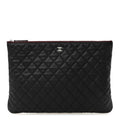 Caviar Quilted Large Cosmetic Case Black
