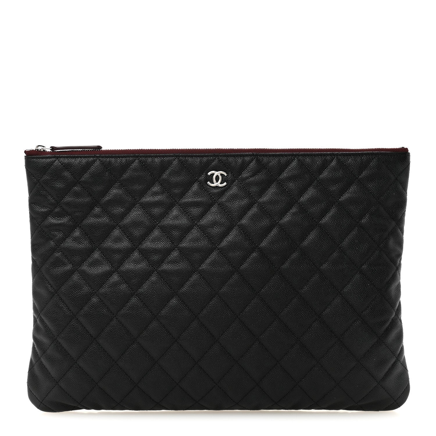Caviar Quilted Large Cosmetic Case Black