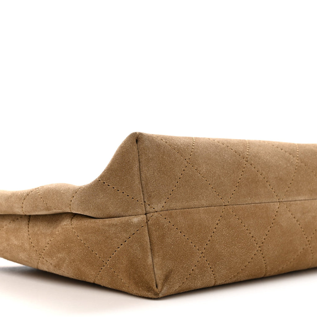 Chanel Suede Quilted Eyes On You Large Shopping Bag Beige