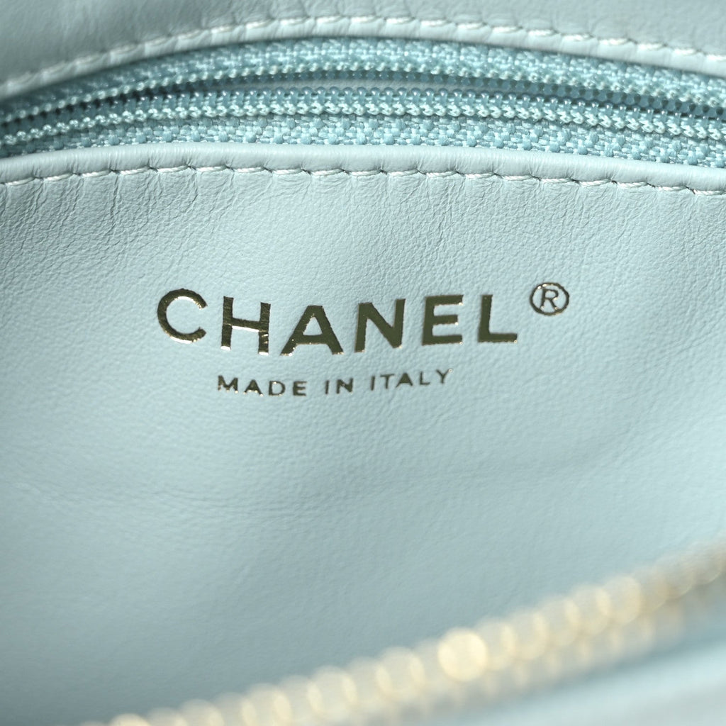 Chanel Caviar Quilted Filigree Waist Bag Light Blue