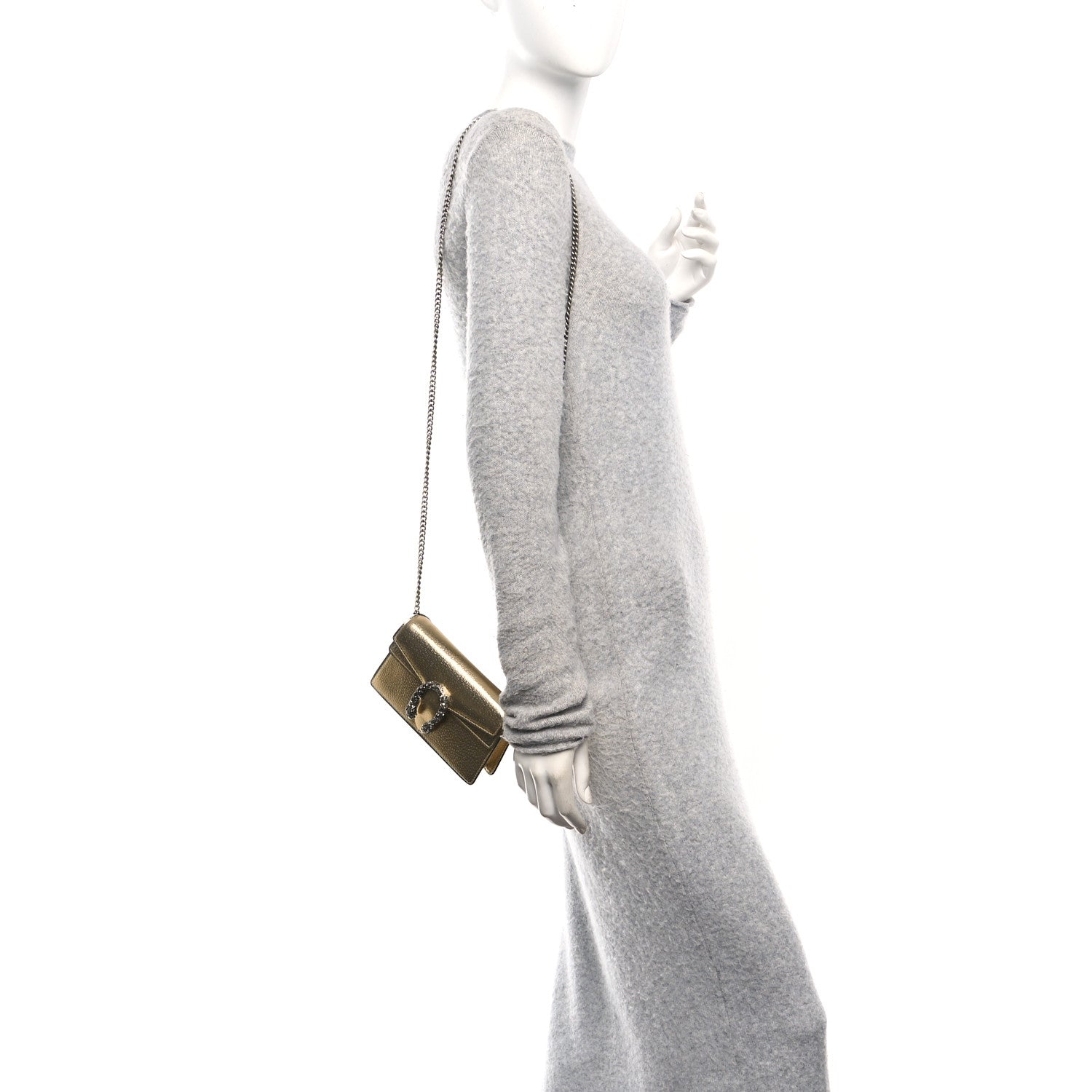 Gucci Metallic Calfskin Super Mini Dionysus Shoulder Bag Gold