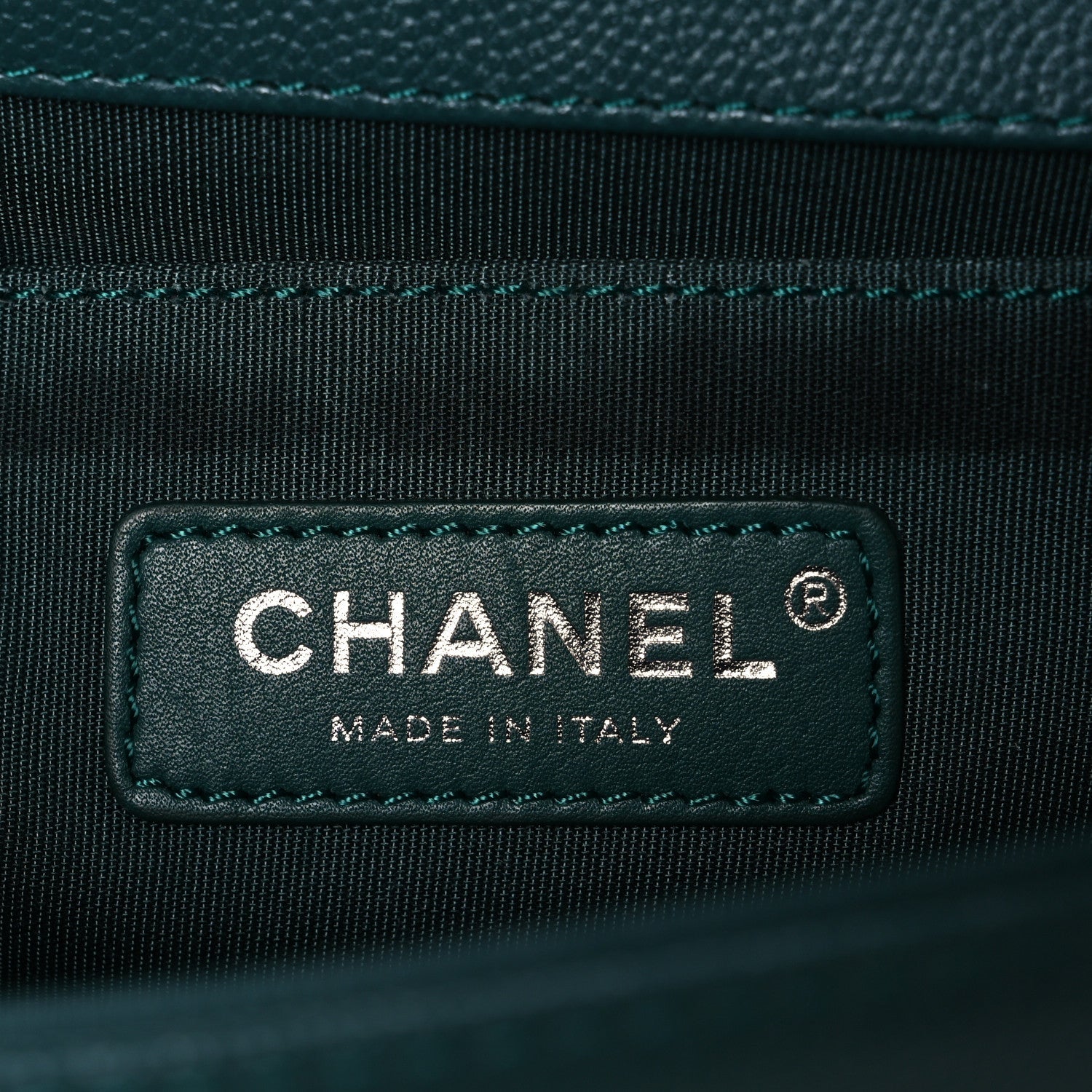 Chanel Caviar Chevron Quilted Medium Boy Flap Green
