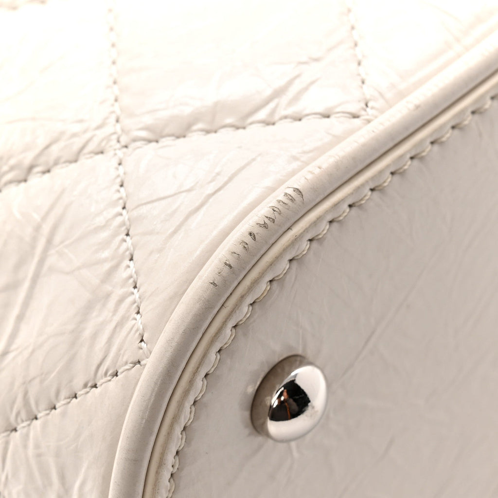 Chanel Crumpled Calfskin PVC Quilted Flap White