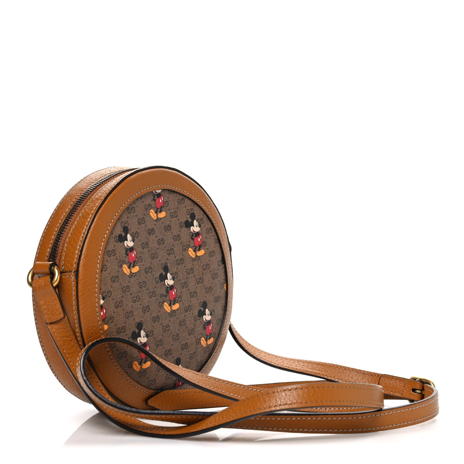 Gucci X DISNEY Mini Vintage GG Supreme Monogram Mickey Mouse Round Shoulder Bag Beige Vintage Sun Oil