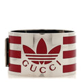 Gucci X ADIDAS Metal Enamel Cuff Bracelet  Silver Red