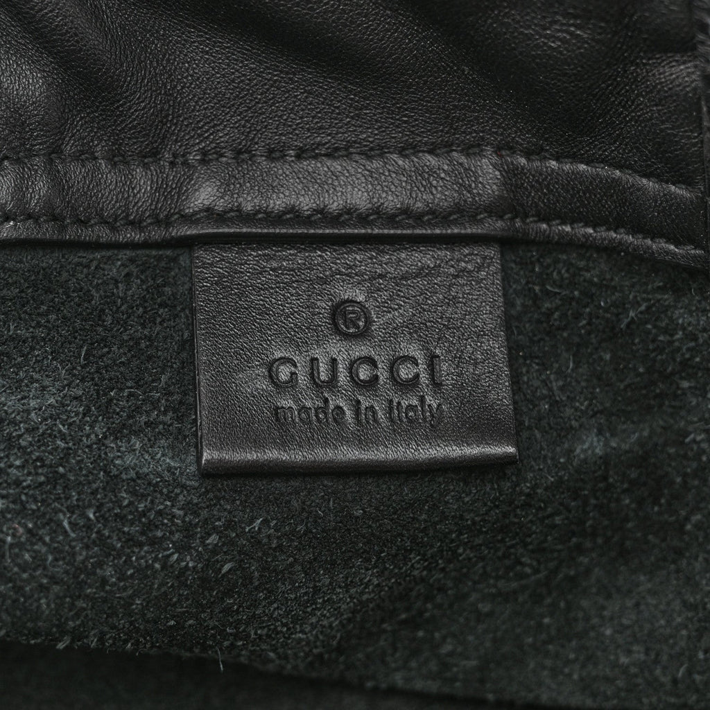 Gucci Calfskin Logo Drawstring Backpack Black