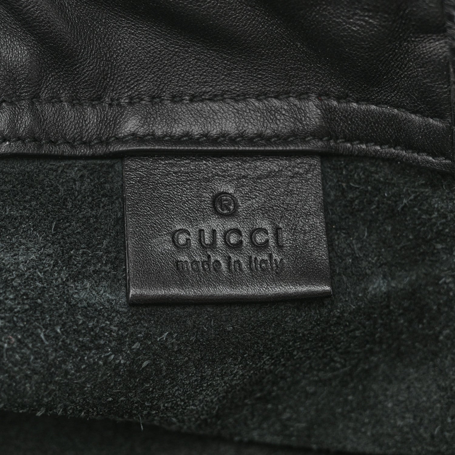 Gucci Calfskin Logo Drawstring Backpack Black