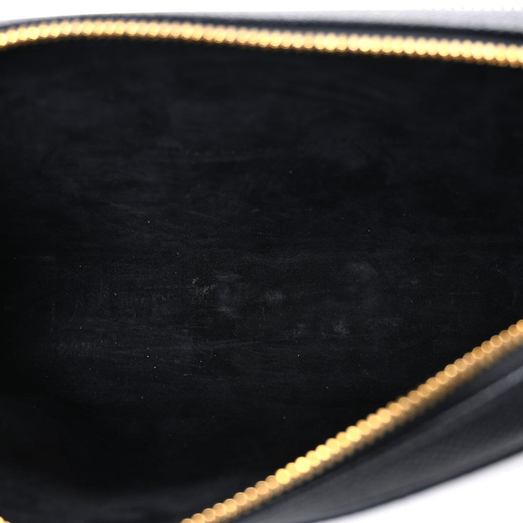 Christian Dior Grained Calfskin Caro Double Pouch Black