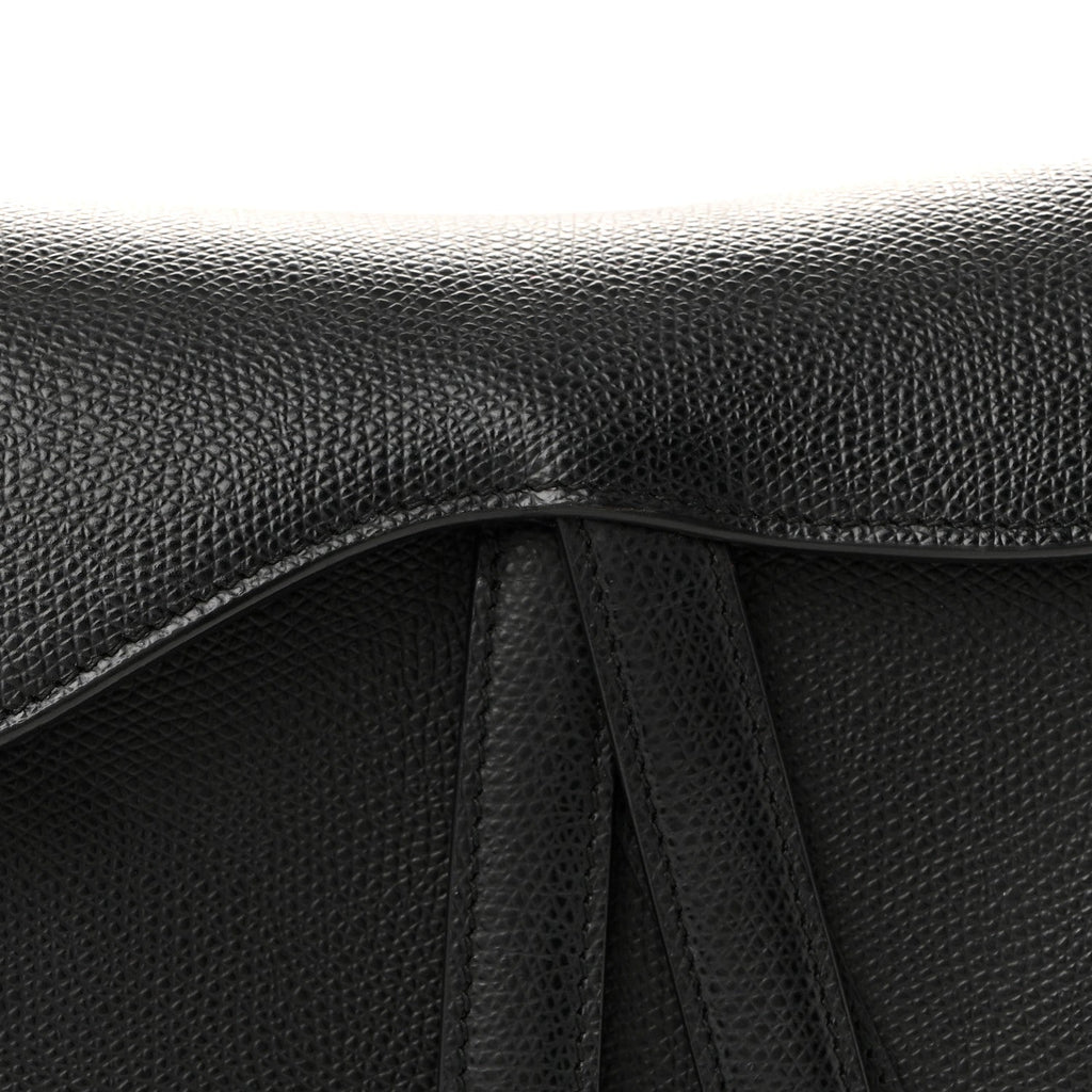 Christian Dior Grained Calfskin Mini Saddle Bag Black