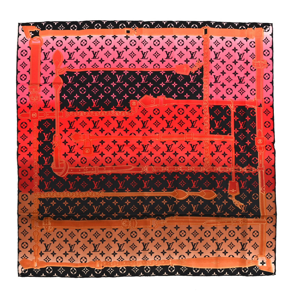 Louis Vuitton Silk Monogram Rising Confidential Square Scarf 70 Beige Multicolor