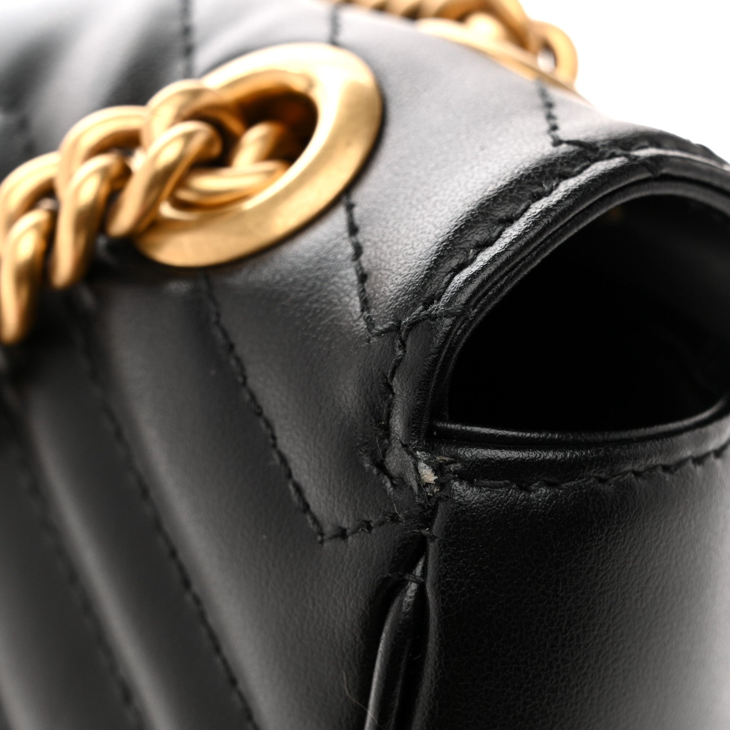 Gucci Calfskin Matelasse Small GG Marmont Shoulder Bag Black