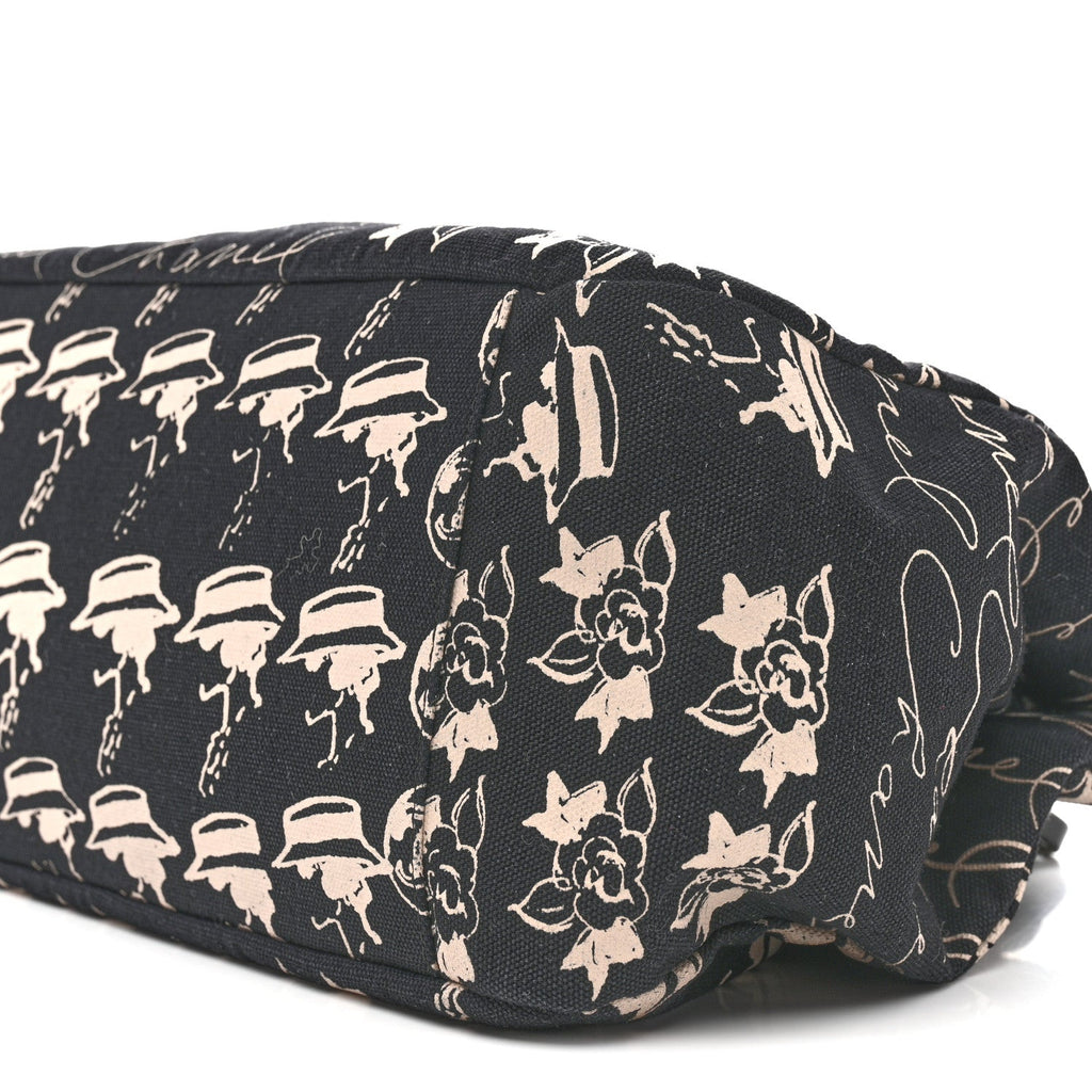 Chanel Canvas Camellia Flower Tote Black