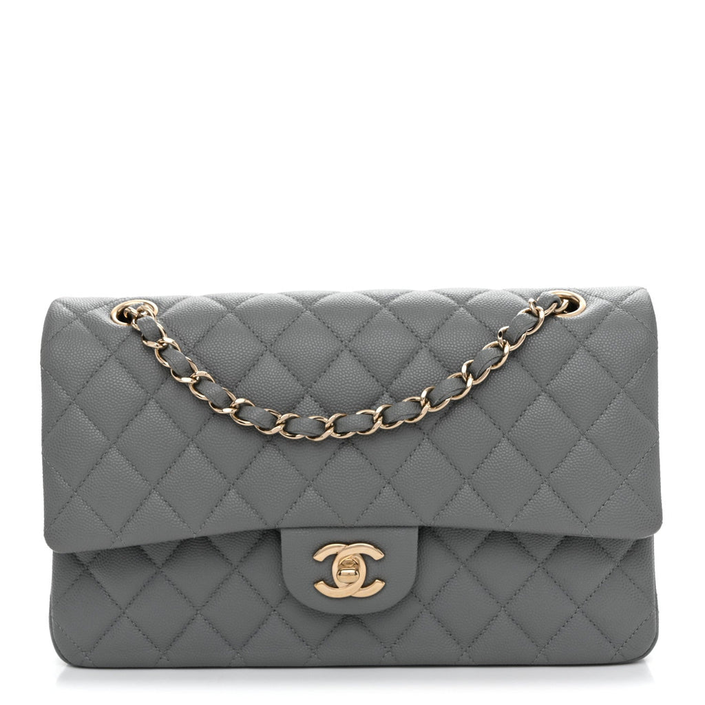Chanel Caviar Quilted Medium Double Flap Grey