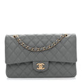 Chanel Caviar Quilted Medium Double Flap Grey