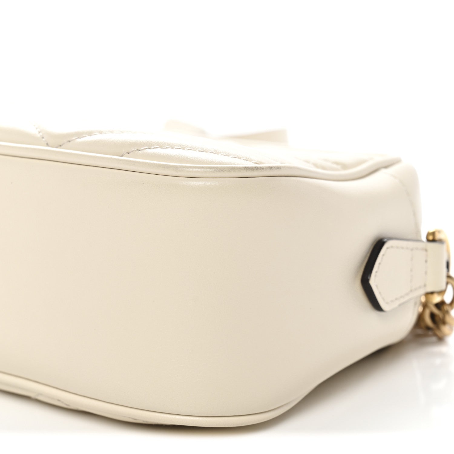 Gucci Calfskin Matelasse Small GG Marmont Chain Shoulder Bag White