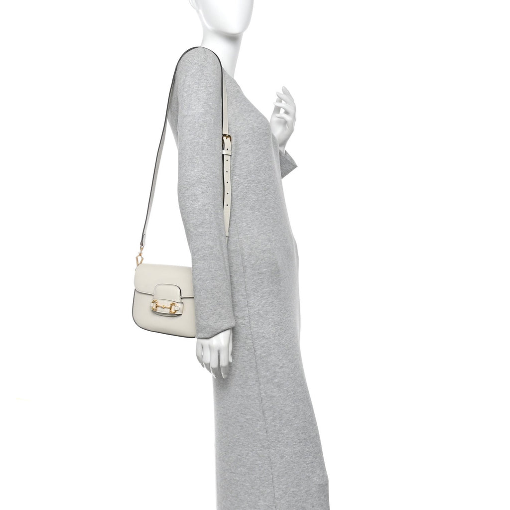 Gucci Azalea Calfskin Web Mini Horsebit 1955 Shoulder Bag Mystic White