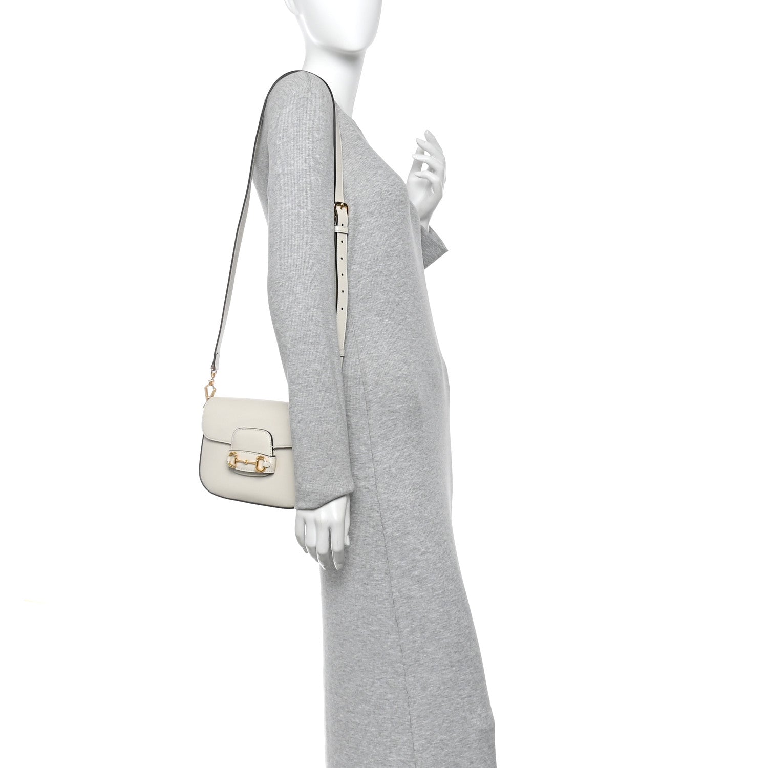 Gucci Azalea Calfskin Web Mini Horsebit 1955 Shoulder Bag Mystic White
