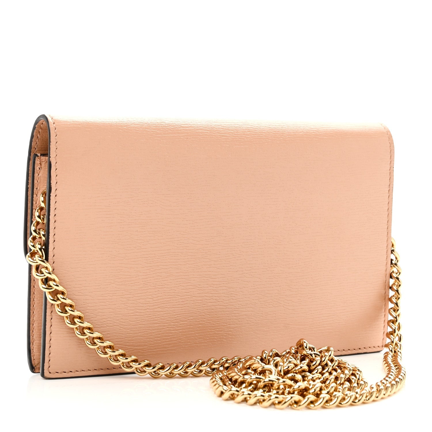 Gucci Dollar Calfskin Interlocking G Chain Wallet Camelia