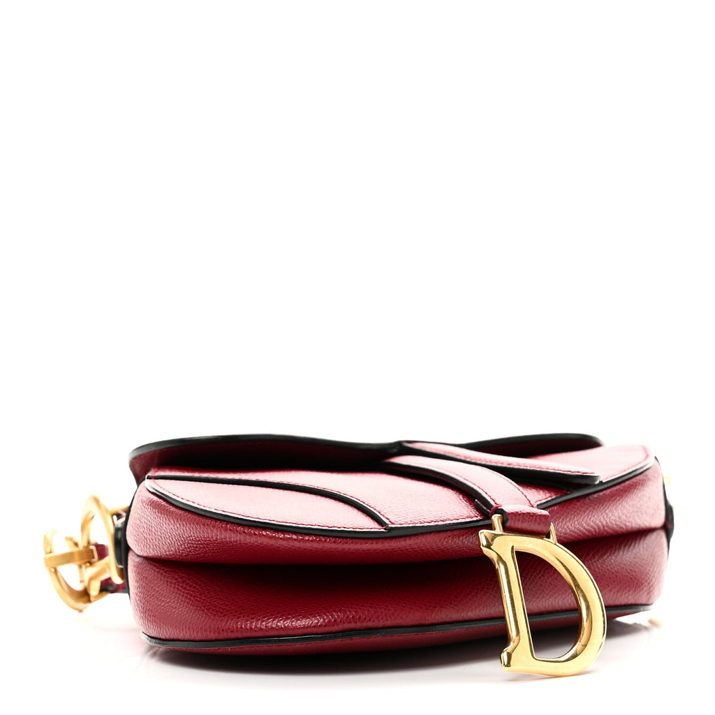 Christian Dior Grained Calfskin Mini Saddle Bag Red