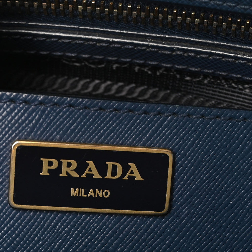 Prada Saffiano Large Galleria Double Zip Tote Bluette