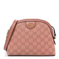 Gucci Monogram Textured Dollar Calfskin Small Ophidia Dome Shoulder Bag Cloche Rose Pink