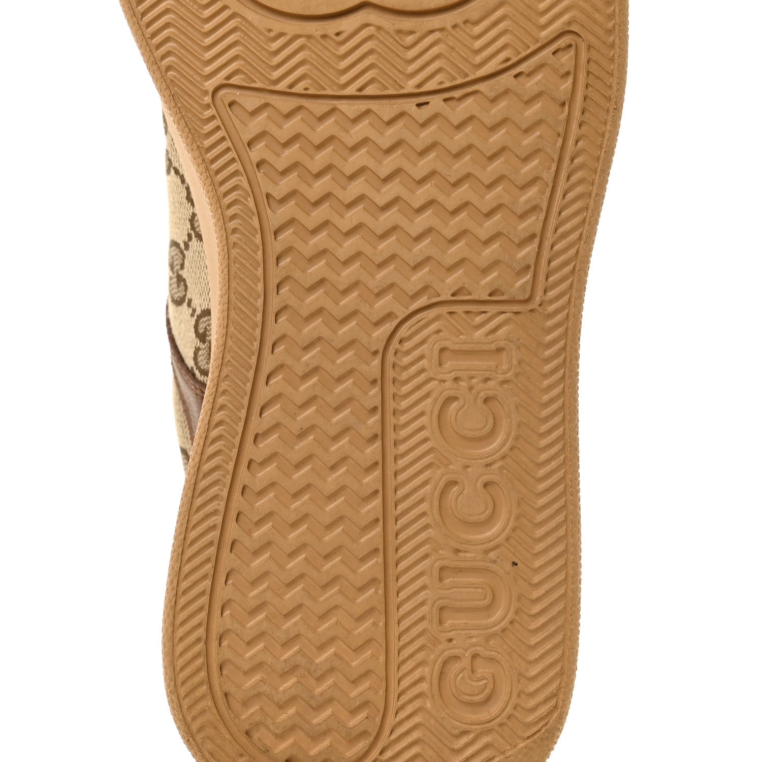 Gucci Calfskin GG Monogram Womens Platform 55mm Sneakers 38.5 Hezelnut Beige Ebony Mystic White