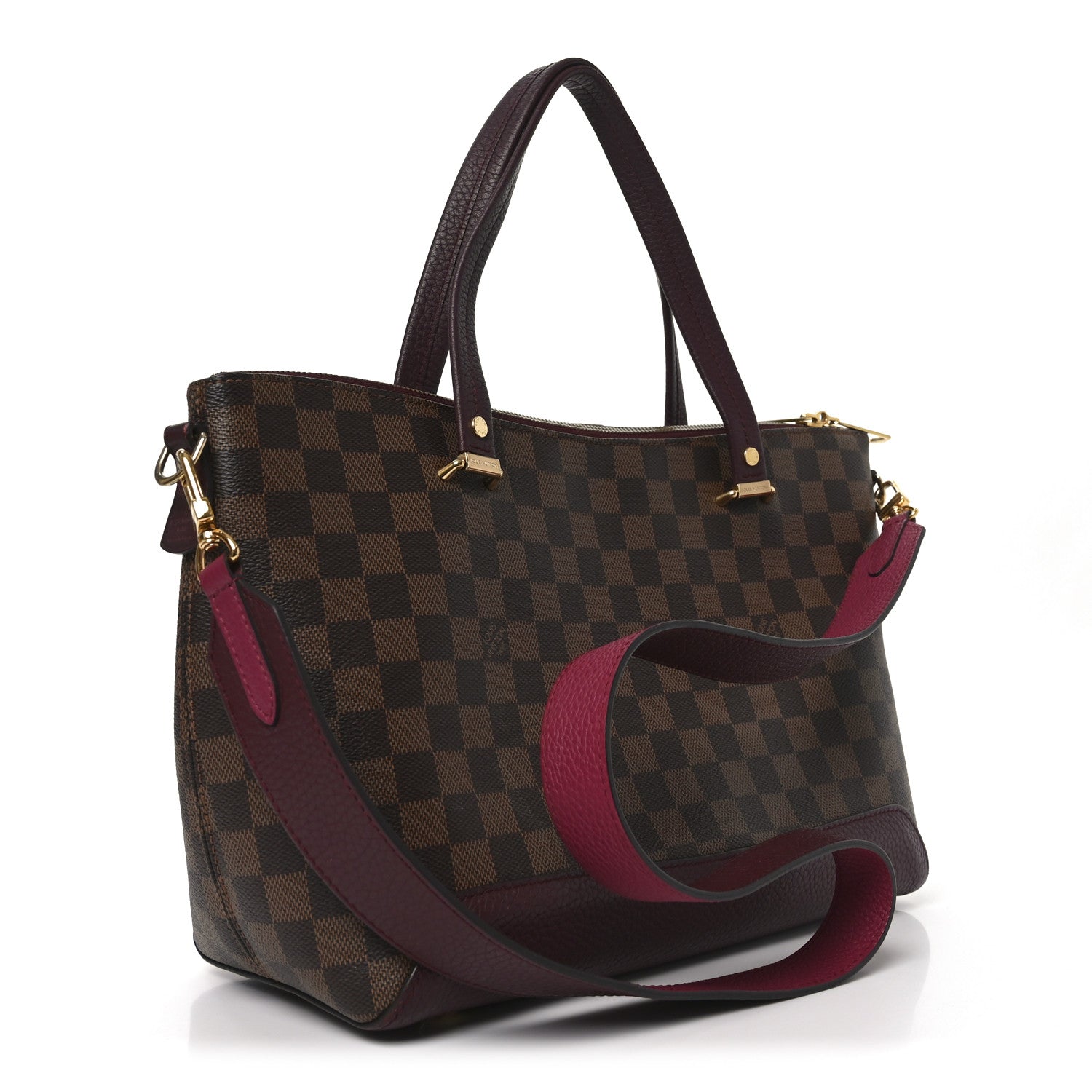 Louis Vuitton Damier Ebene Cuir Taurillon Hyde Park Fuchsia