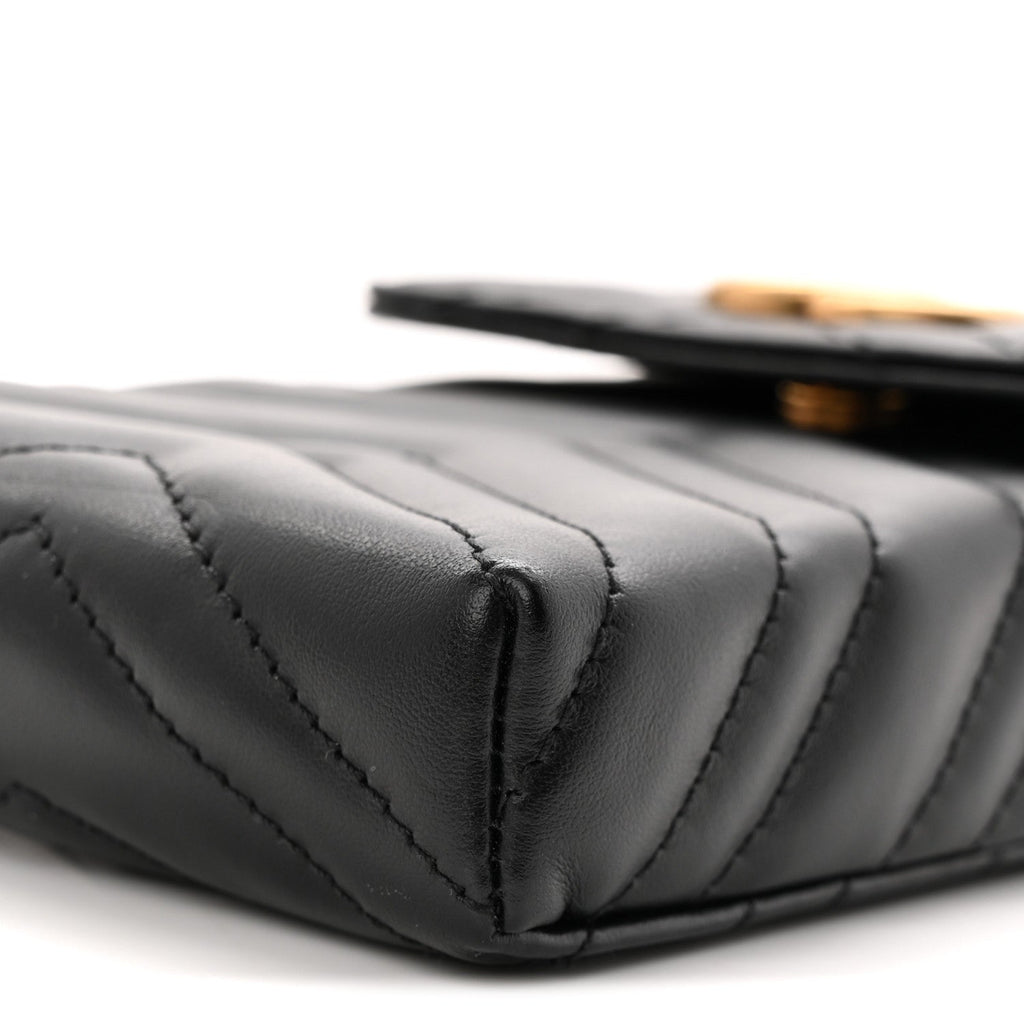 Gucci Calfskin Small GG Marmont Phone Crossbody Bag Black