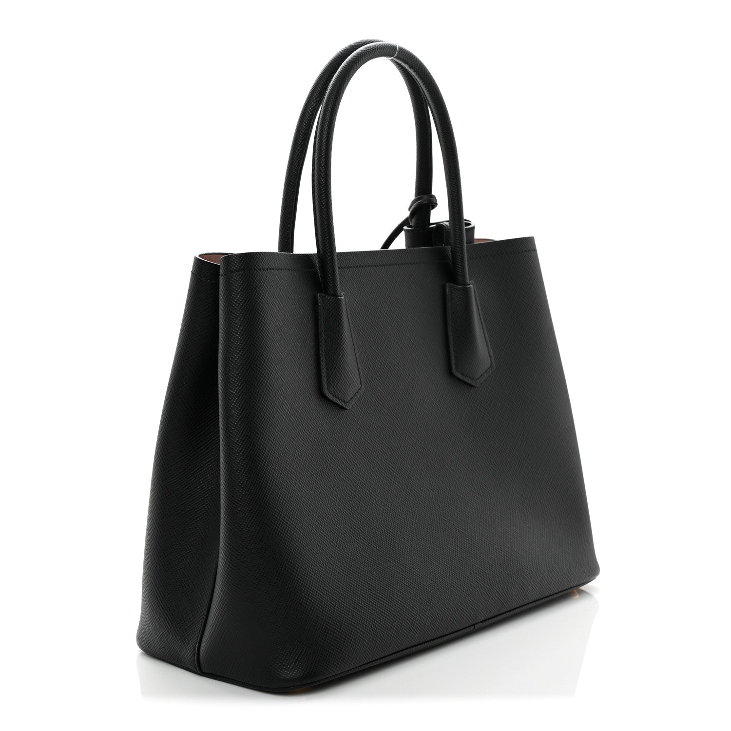 Prada Saffiano Cuir Medium Double Bag Black Mughetto