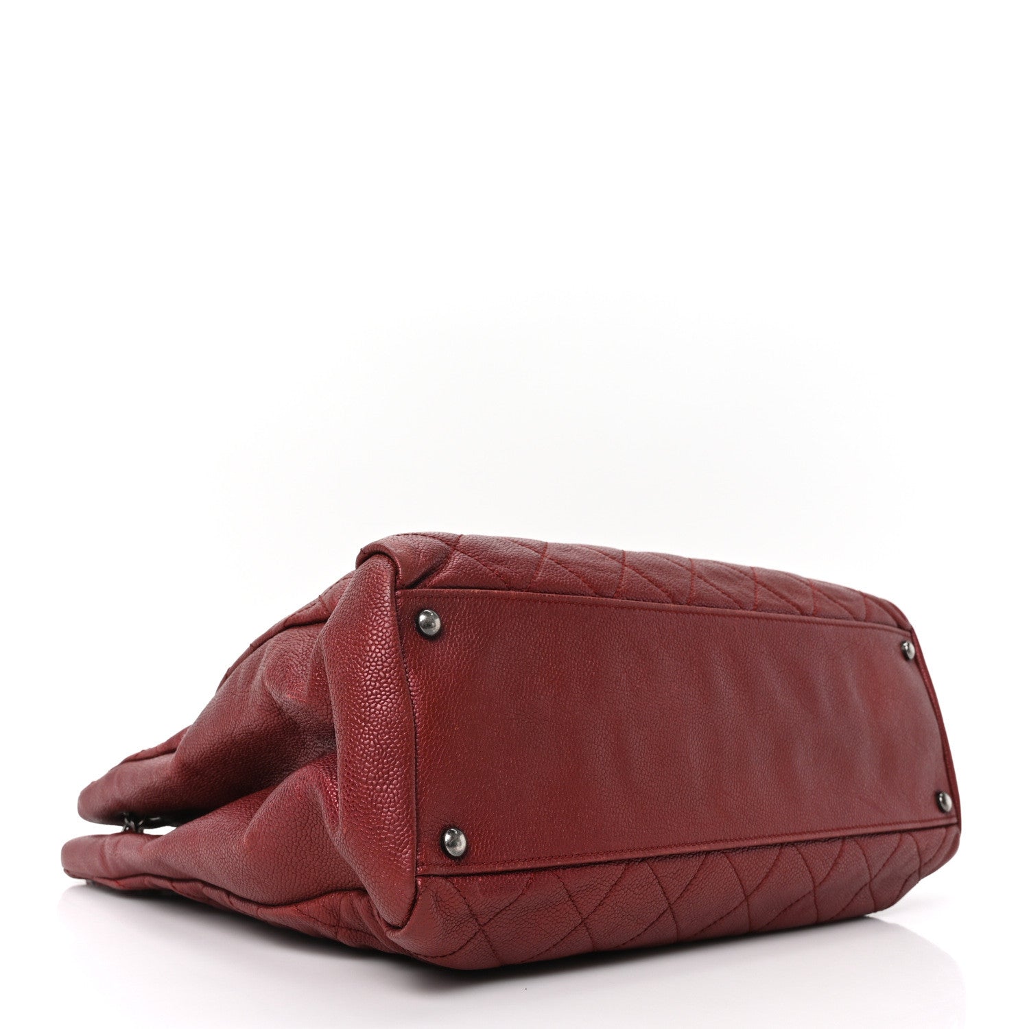 Chanel Iridescent Caviar Quilted Tall Chic Shopping Tote Red