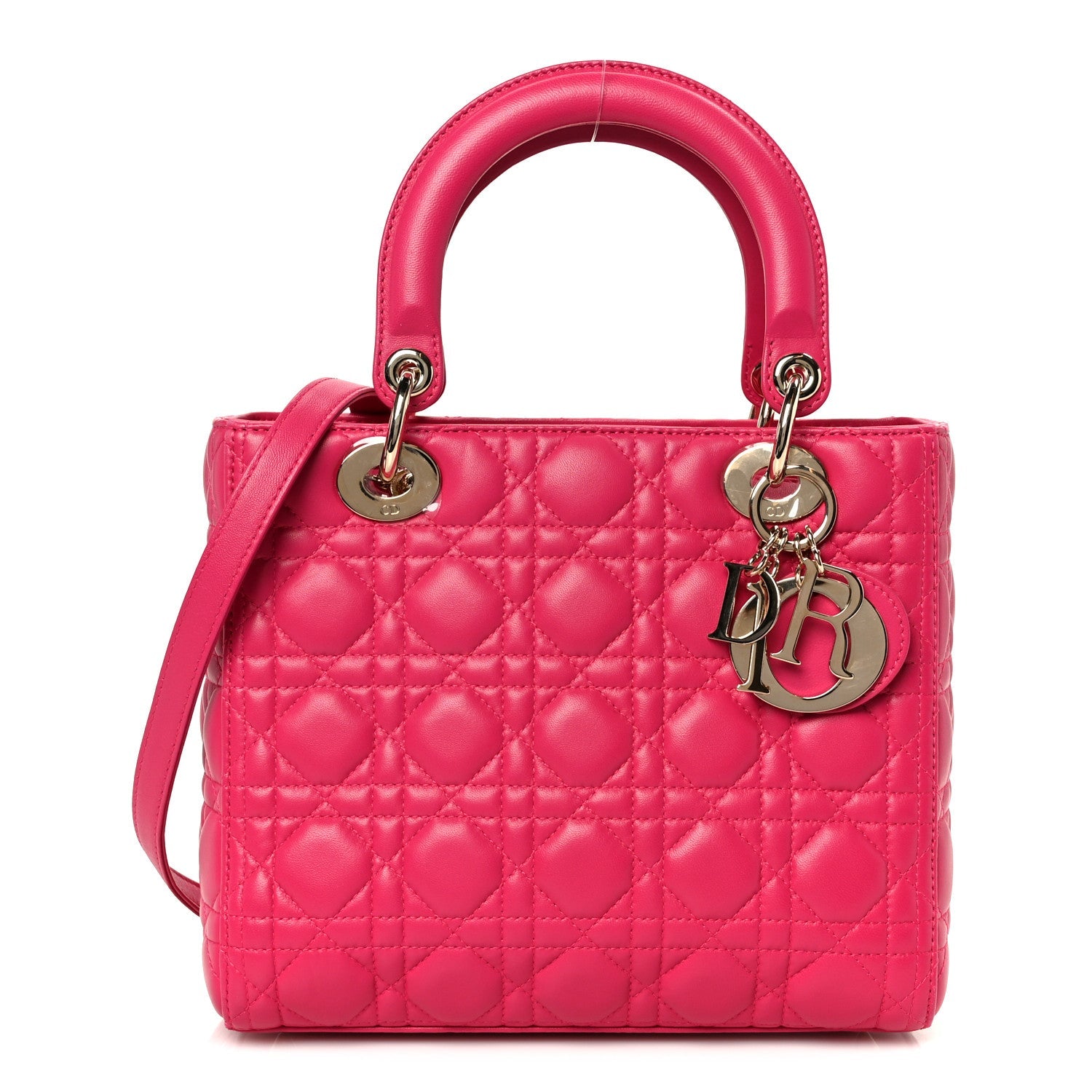 Christian Dior Lambskin Cannage Medium Lady Dior Pink