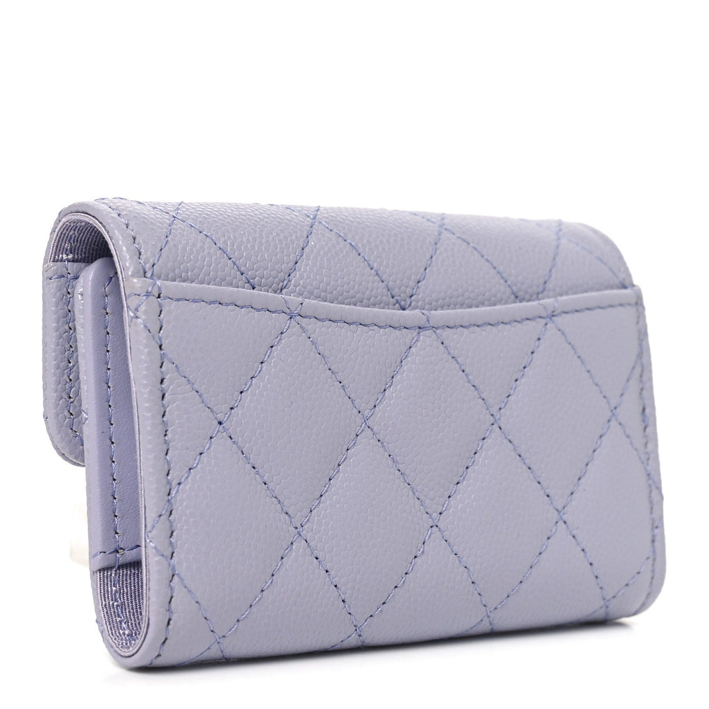 Caviar Quilted Classic 4 Key Holder Wallet Light Purple