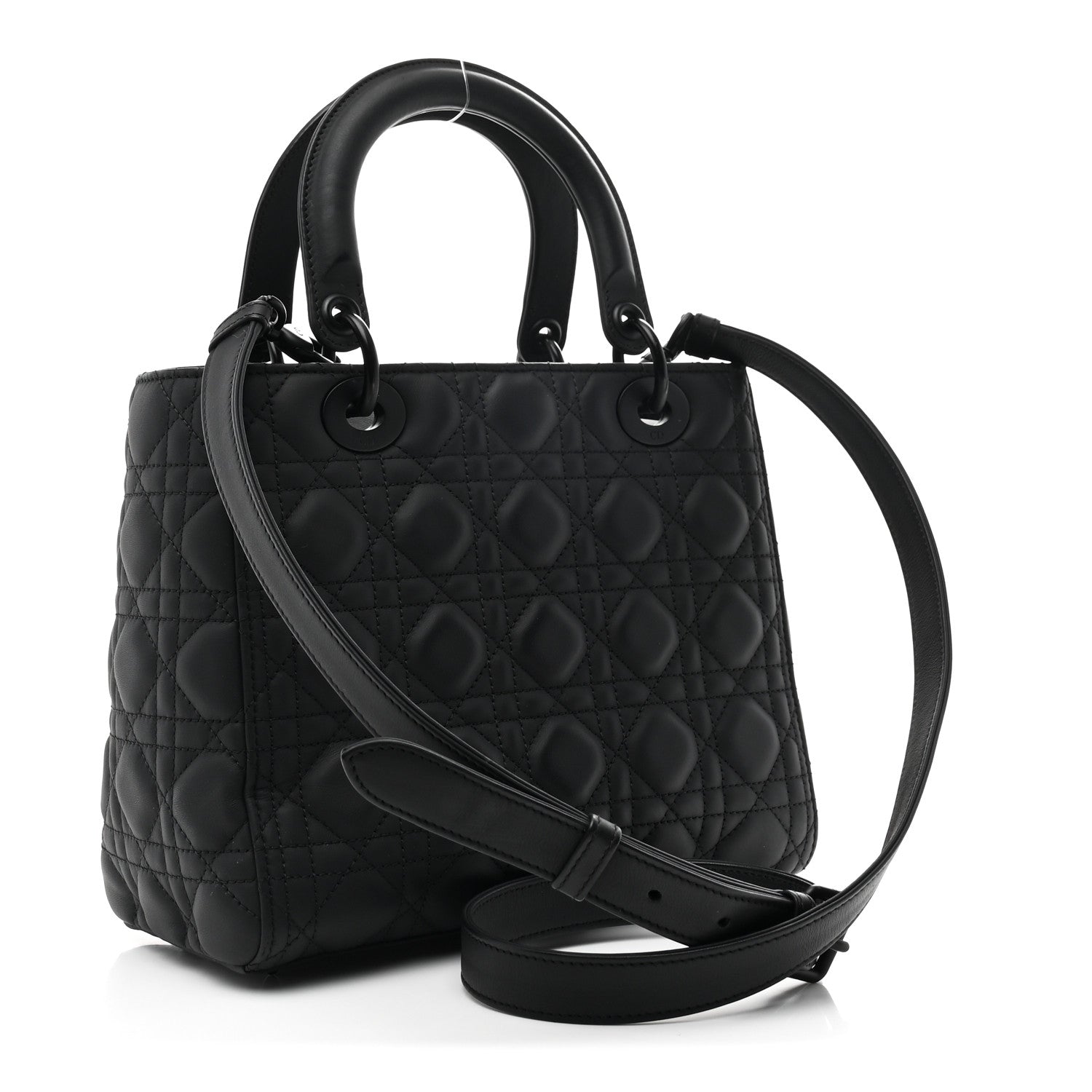 Christian Dior Ultra Matte Calfskin Cannage Medium Lady Dior Black