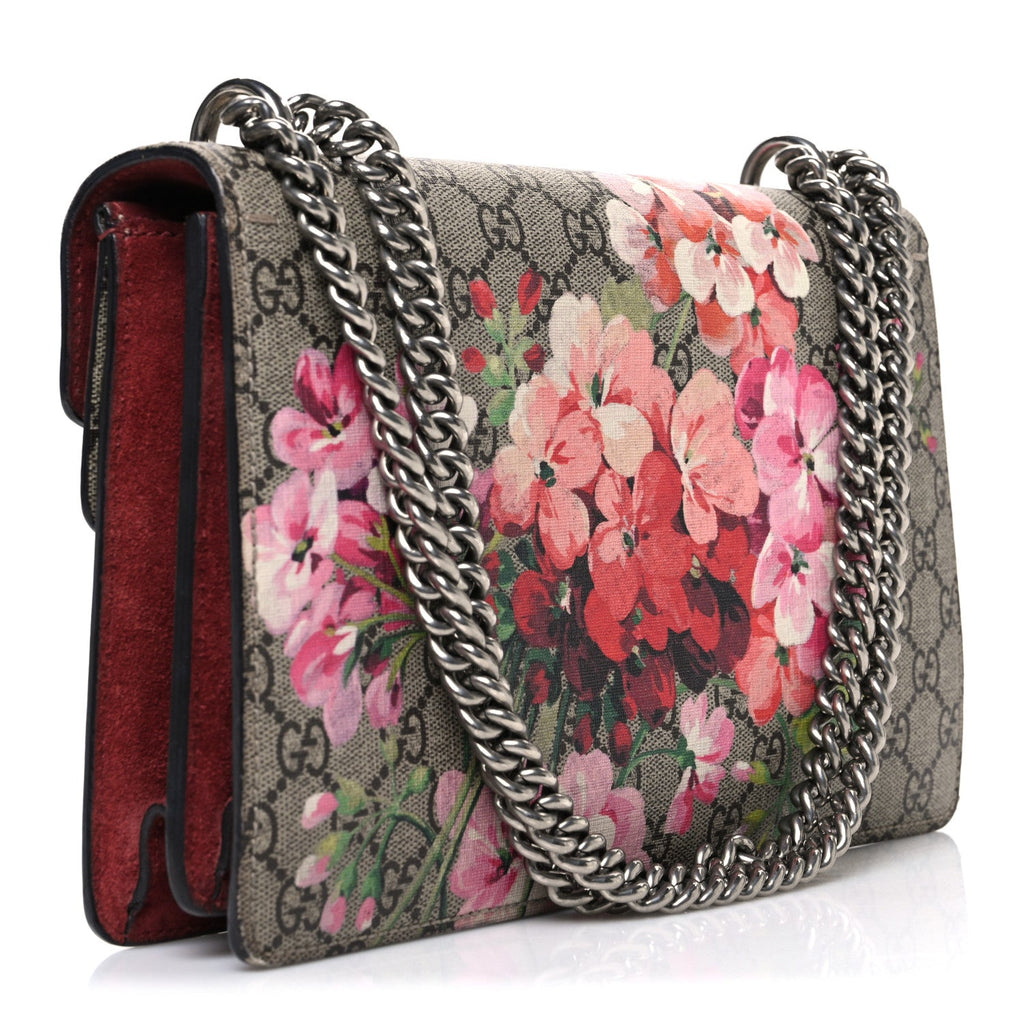 Gucci GG Supreme Monogram Blooms Small Dionysus Shoulder Bag Beige Multicolor Dry Rose