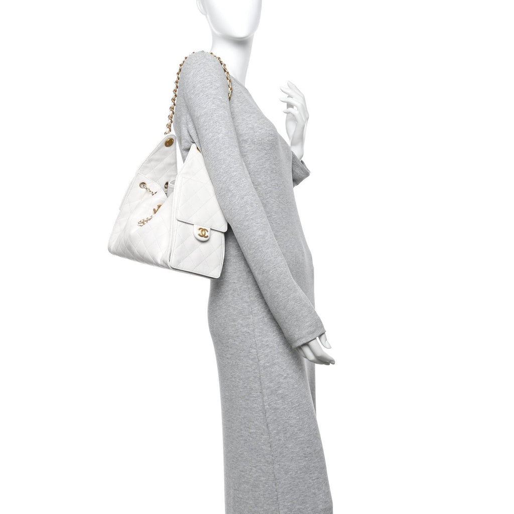 Chanel Caviar Quilted Small Chanel 25 Handbag White