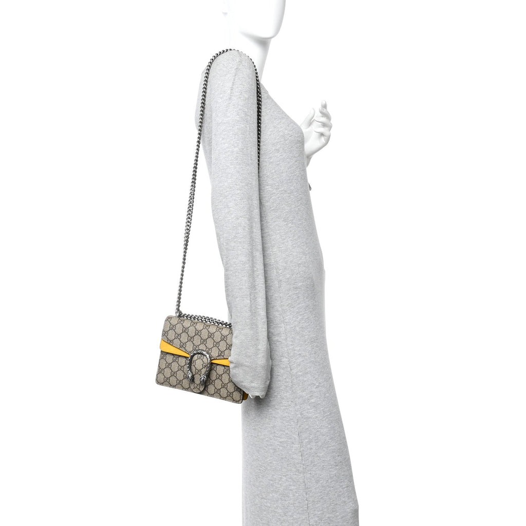 Gucci GG Supreme Monogram Mini Dionysus Shoulder Bag Yellow