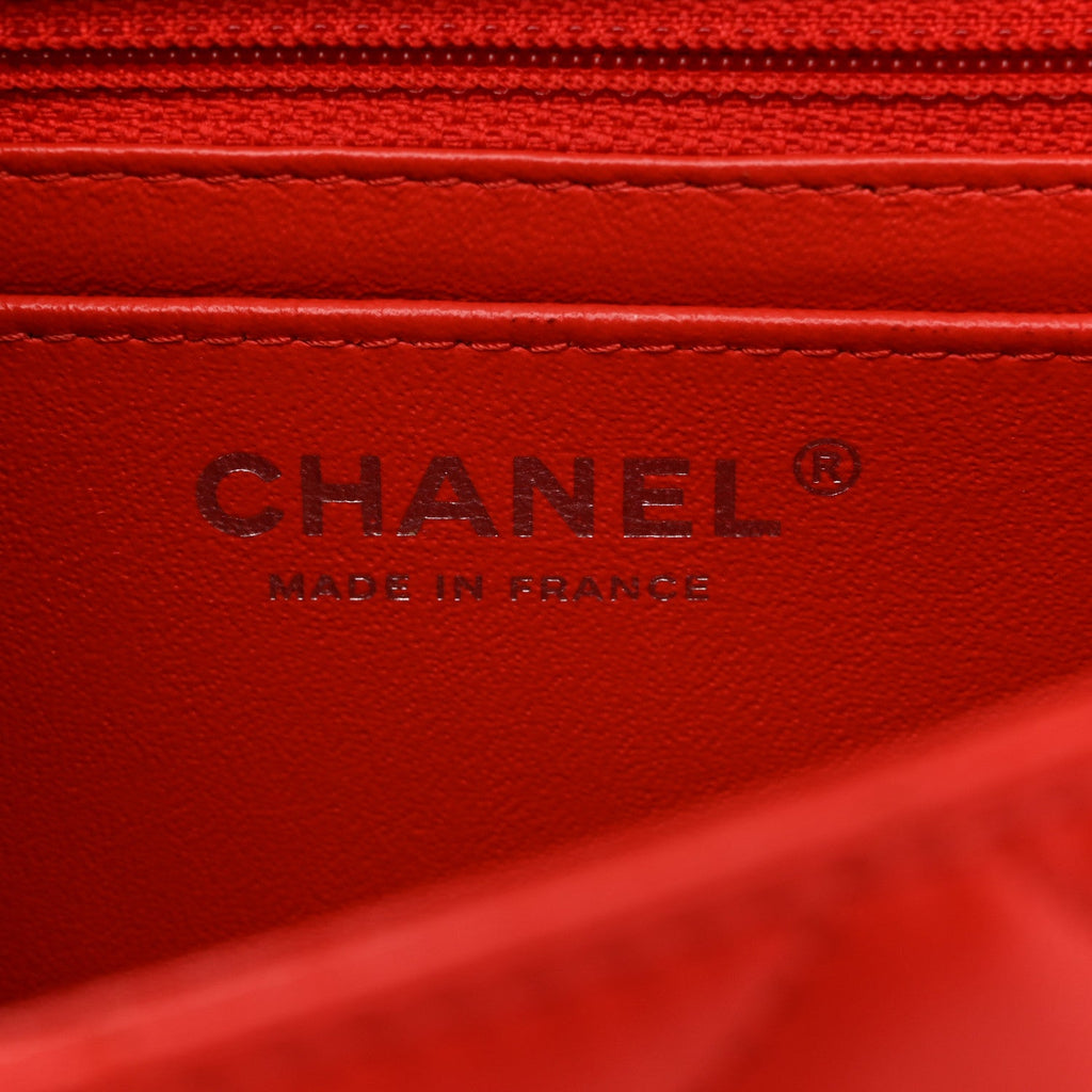 Chanel Lambskin Quilted Mini Rectangular Flap Red