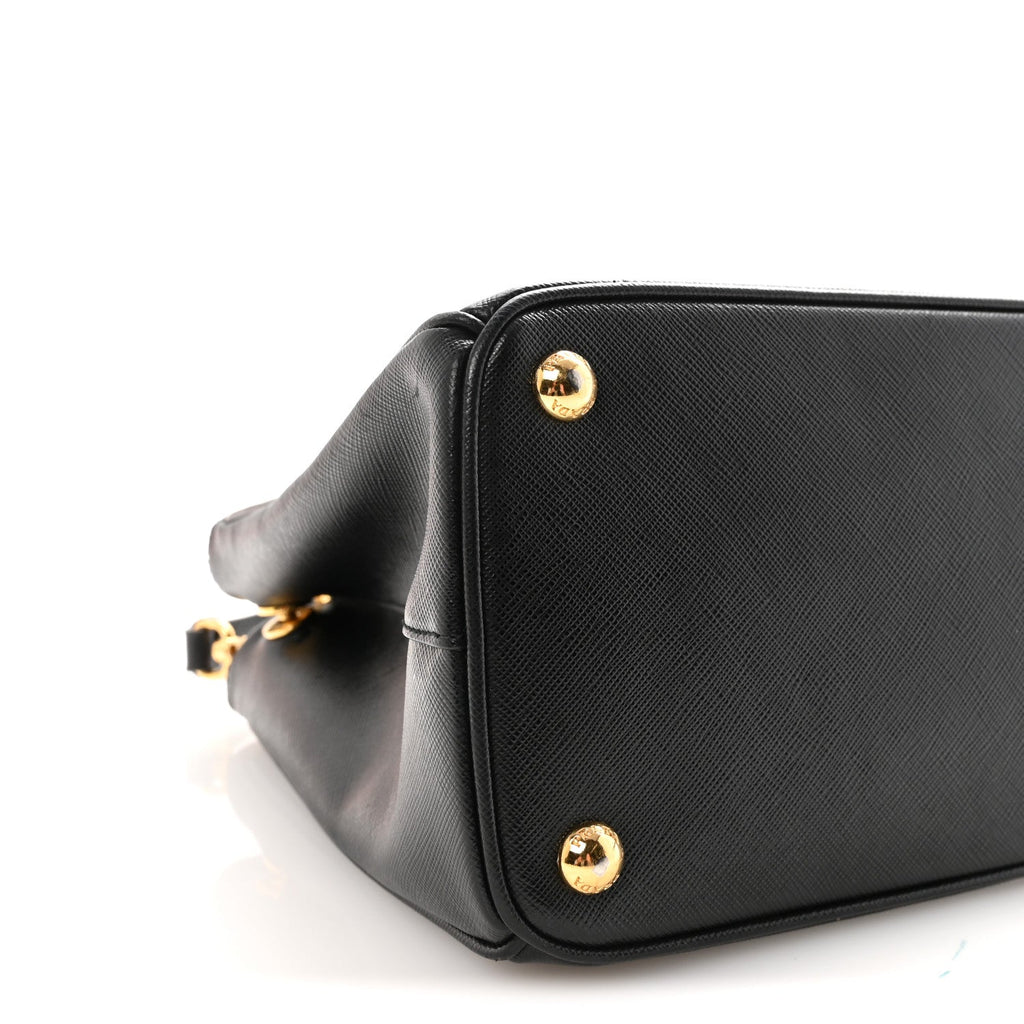 Prada Saffiano Small Galleria Double Zip Tote Black