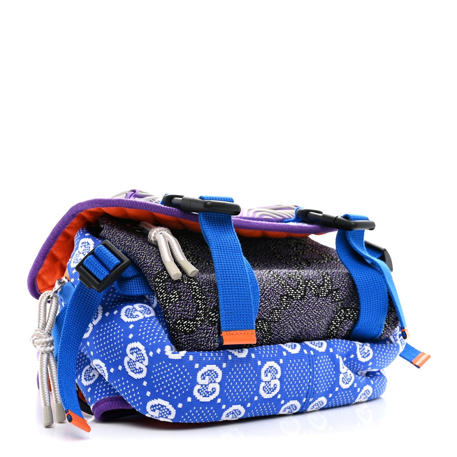 Gucci Jersey GG Monogram All Over Sporty Flap Backpack Blue Multicolor