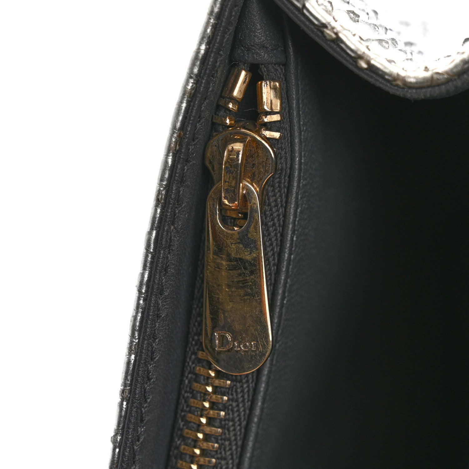 Christian Dior Snakeskin Diorama Wallet on Chain Pouch Silver