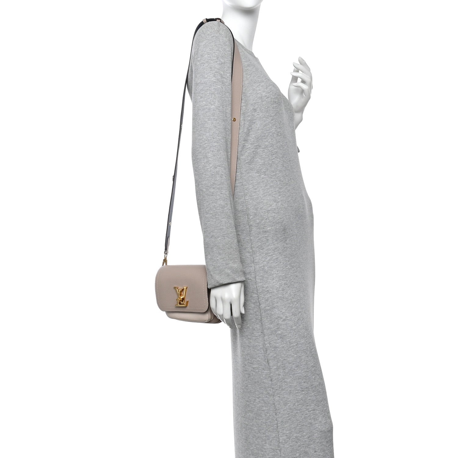 Louis Vuitton Grained Calfskin Lockme Tender Greige